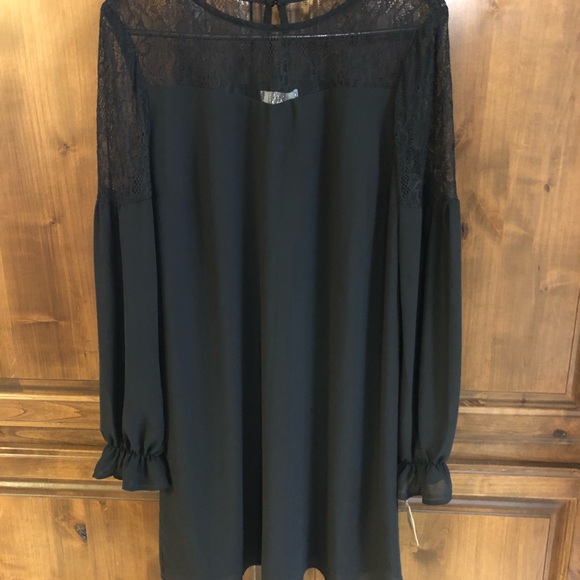 NSR Black Shift Dress with Lace - Picture 2 of 4